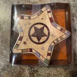 NWT Canyon Ranch Collection Stoneware Star Coasters Western Theme Set of 4